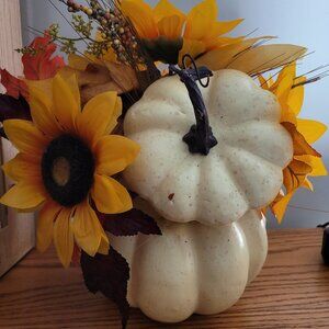 Beautiful fall sunflowers pumpkin arrangement centerpiece